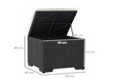 Set of 2 Rattan Storage Ottoman, Outdoor Footstool with Removable Cushions, Garden Storage Seat for T3398P323784