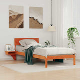 Bed Frame with Headboard Wax Brown 90 x 190 cm Solid Pine Wood 873471