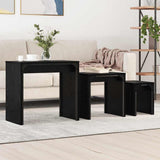 Coffee Table 3 pcs Black Oak Engineered wood 883536