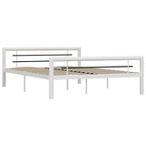 Bed Frame without Mattress White and Black Metal 140x200 cm 284547