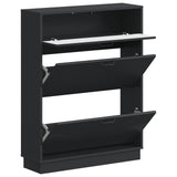 Shoe Cabinet HOORN 78 x 24 x 100 cm Engineered Wood Black 897316