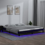 LED Bed Frame without Mattress Black 120x190 cm Small Double Solid Wood 820645