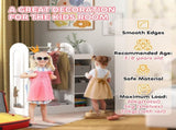 Kids Clothes Rail with Storage Shelf, Boxes, Mirror for Bedroom, Nursery, White T3398P379025