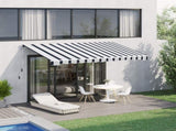 Manual Retractable Awning, 4x3 m-Blue/White T3398P310350