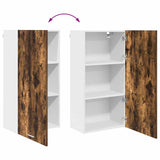 Hanging Cabinet with Door Smoked Oak and White 50 x 31 x 100 cm 884350