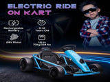 24V Drift Kart, Electric Ride-On Racing Go Kart w/ 2 Speeds, Steering Wheel, Pedals for Kids Aged T3398P348397
