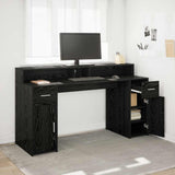 Desk with Drawer Black oak 160 x 55 x 91 cm Engineered wood 3365615