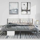 Metal Bed Frame without Mattress with Headboard Black 183x213cm 355664