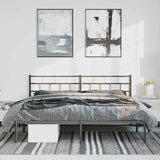 Metal Bed Frame without Mattress with Headboard Black 193x203cm 355665