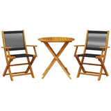 Bistro Set Black Solid Acacia wood, Polypropylene Compact 3281853