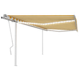 Manual Retractable Awning with LED 4.5x3.5 m Yellow and White 3070043