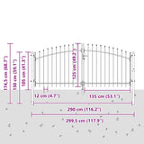 Double Gate with Lock Woerden Grey 299.5 x 174.5 cm Steel 42008846
