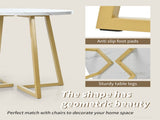 Modern metal frame marble pattern round coffee table with gold stand, suitable for N639P212599G