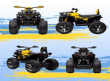 12V Quad Bike ATV with LED Lights, Music, Backrest, Forward, Backward, Yellow T3398P422363