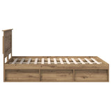Bed Frame Artisian Oak 140 x 190 cm Solid Pine Wood 3410087