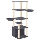 Cat Tree with Sisal Scratching Posts Dark Grey 147 cm 171782