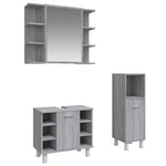 ZNTS 3 Piece Bathroom Cabinet Set Grey Sonoma Engineered Wood 3187610