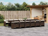 13 Piece Garden Dining Set with Cushions Brown Poly Rattan 3210585