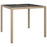 Garden Table Beige 90 x 90 x 75 cm Poly Rattan 362536