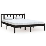 ZNTS 810081 Bed Frame without Mattress Black Solid Wood 120x200 cm