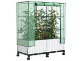 Garden Planter with Greenhouse Cover&Wheels 2 pcs White PP 3422983