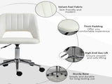 Armless Velvet-Feel Office Chair - Cream White T3398P340988