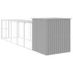 Chicken Cage with Run Light Grey 165x659x181 cm Galvanised Steel 3189115