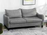 Faux Leather Marble-Effect Two-Seater Sofa - Grey T3398P424867