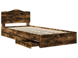 Bed Frame with Drawer Smoked Oak 100 x 200 cm Engineer Wood 3413447