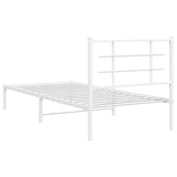 Metal Bed Frame without Mattress with Headboard White 90x190cm 355602