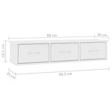 800594 Wall-mounted Drawer Shelf White 88x26x18,5 cm Engineered Wood