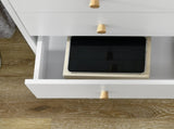 Chest of Drawers, 3-Drawer Storage Organiser Unit with Wood Legs for Bedroom, Living Room, White T3398P342984