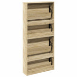 Shoe Cabinet 4-Layer Mirror Oak 63x17x134 cm 273935