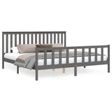Bed Frame without Mattress Grey 200x200 cm Solid Wood Pine 3188228