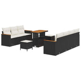 Garden Sofa Set with Cushion 14 pcs Black and Cream Poly Rattan 3364960