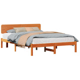 Bed Frame with Headboard Wax Brown 150 x 200 cm Solid Pine Wood 872103