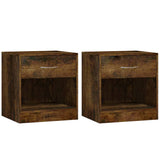 ZNTS Bedside Cabinets 2 pcs with Drawer Smoked Oak 342586