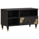 TV Cabinet with Drawer Black 80 x 33 x 46 cm Solid Mango Wood 4018825