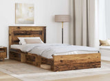 Bed Frame with Headboard Old Wood 100 x 200 cm Solid Pine Wood 3410126