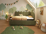 Upholstered Daybed with Pull-Out Bed, Crown-shaped Trundle Bed, 3FT Single Sofa Bed 90 x 190 cm, N601P431271U