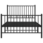 ZNTS Metal Bed Frame without Mattress with Footboard Black 100x200cm 350877