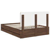 Bed Frame with Drawer Brown Oak 150 x 200 cm Engineer Wood 3412587