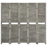 5-Panel Room Divider Grey 179x166 cm Solid Wood 338576