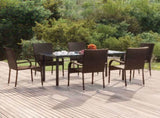 7 Piece Garden Dining Set Brown Poly Rattan 3156661