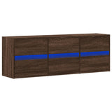 TV Wall Cabinet with LED Lights Brown Oak 130x31x45 cm 852305