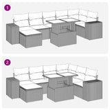 14 Piece Garden Sofa Set with Cushions Grey Poly Rattan Acacia 3326842