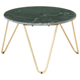 ZNTS Coffee Table Green 65x65x42 cm Real Stone with Marble Texture 286447