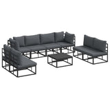 Garden Sofa Set with Cushion 9 pcs Black Aluminium 3378853
