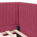 Corner Bed Frame with Headboard Wine red 90 x 190 cm Velvet 42016260