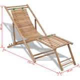 Sun Lounger Natural Bamboo Bamboo Full size Foldable 41492